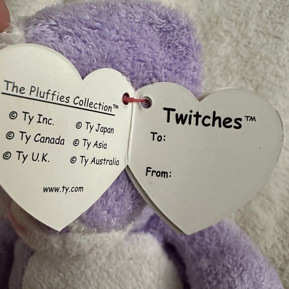 Ty Pluffies Twitches Bunny Rabbit Tylux Plush Stuffed Animal 2006 Easter Spring - Picture 4 of 6